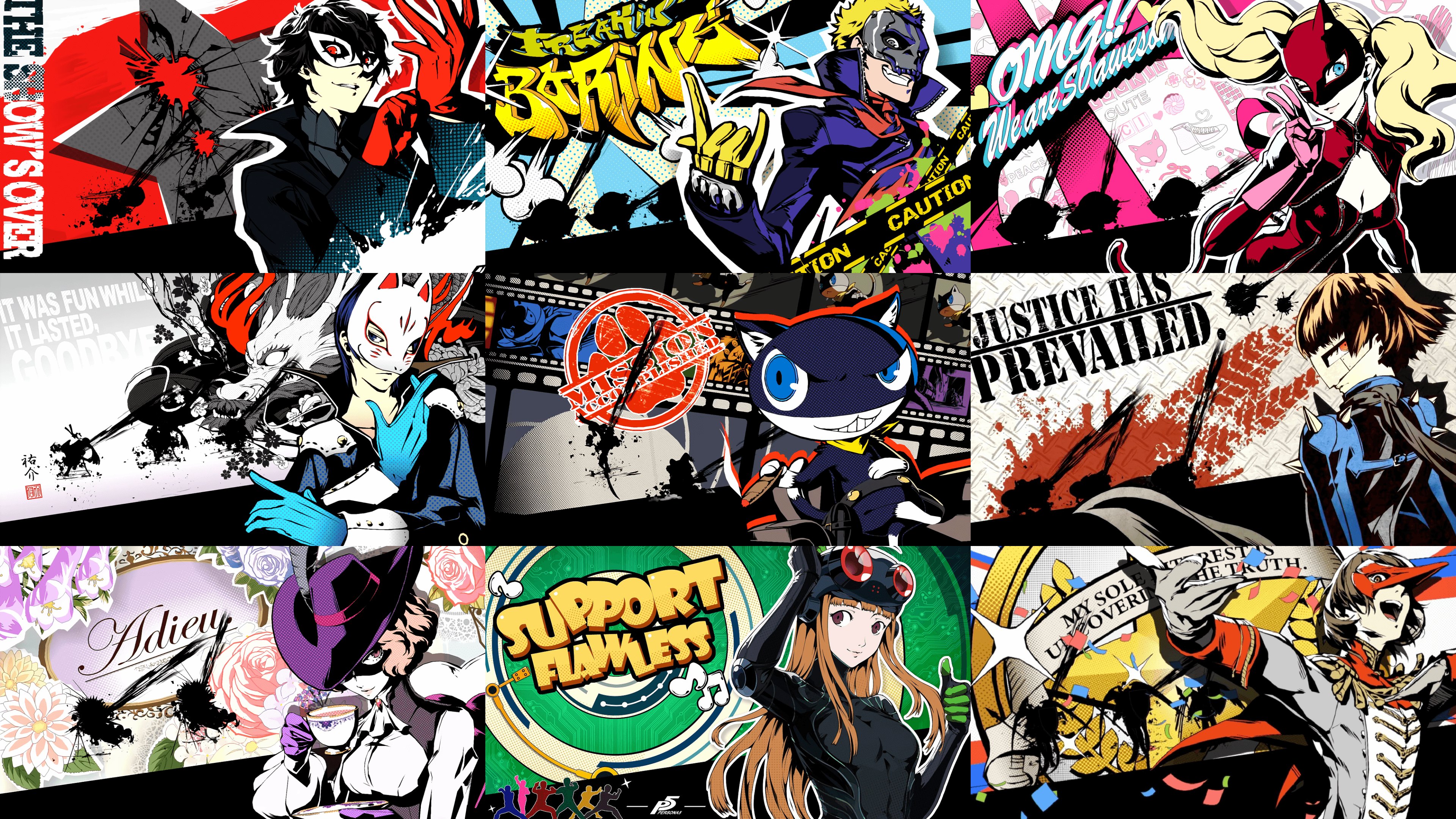 3840x2160 All Out Attack Collage Hình nền: Persona5