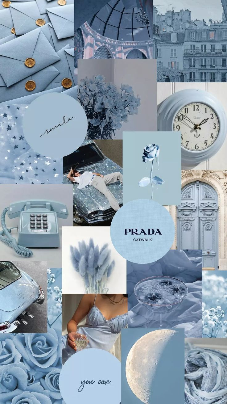 Download Aesthetic Baby Blue Collage Wallpaper