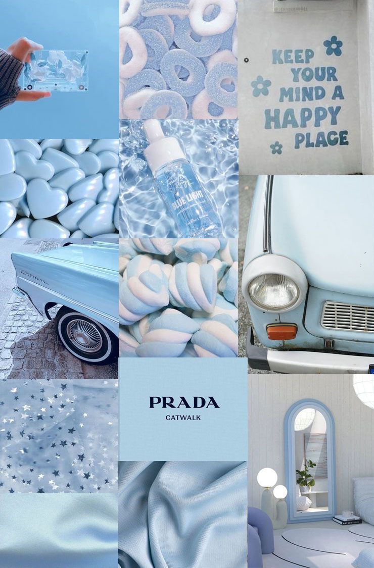 740x1125 Blue Wallpaper Designs for Phone : Good Vibes Blue Collage