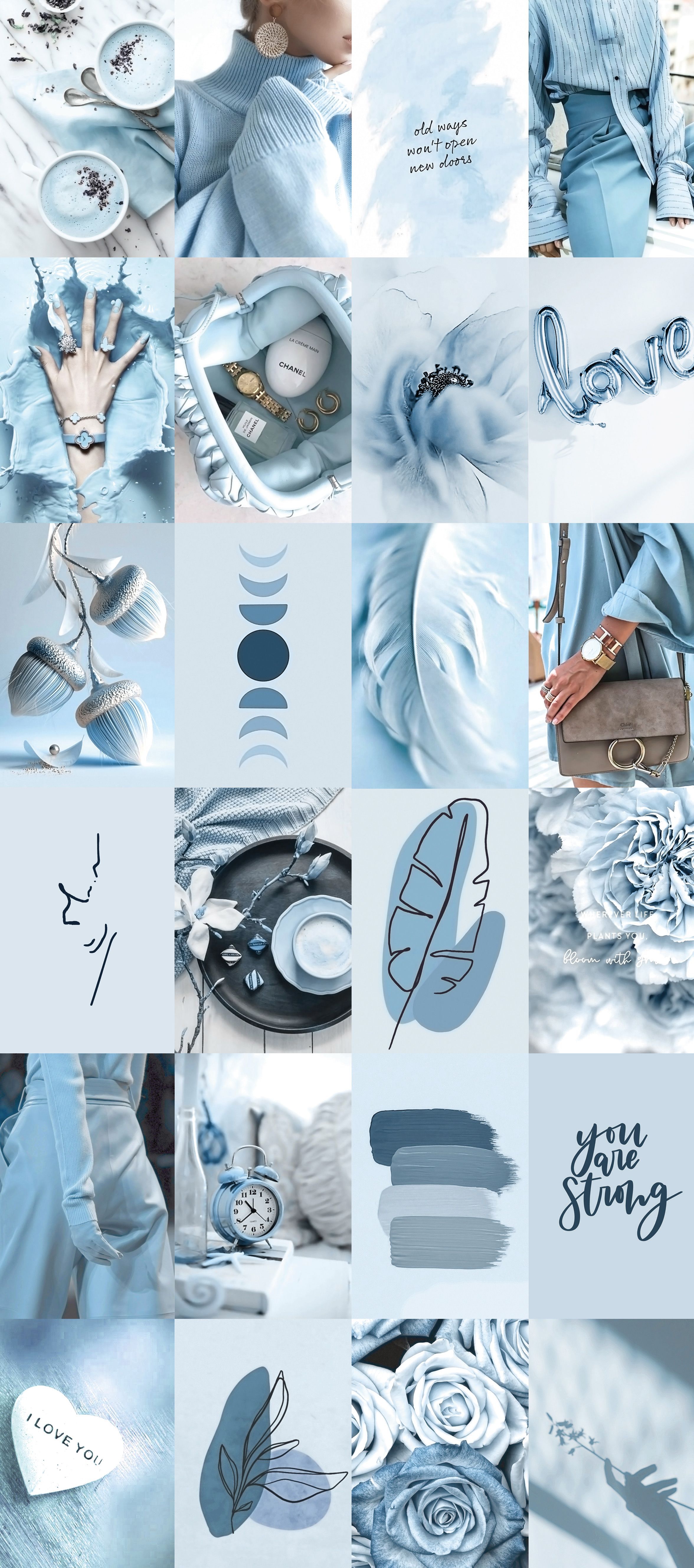 2352x5312 100pcs Soft Blue Wall Collage Kit Aesthetic 1 Dusty Ice Blue UK. Cute blue wallpaper, Blue aesthetic pastel, Light blue aesthetic