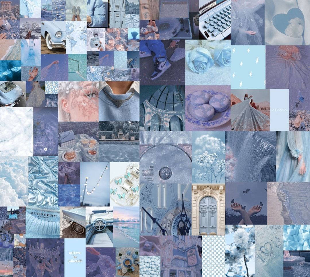 1080x966 Photo Wall Collage Kit Light Baby Blue Wall Collage Kit