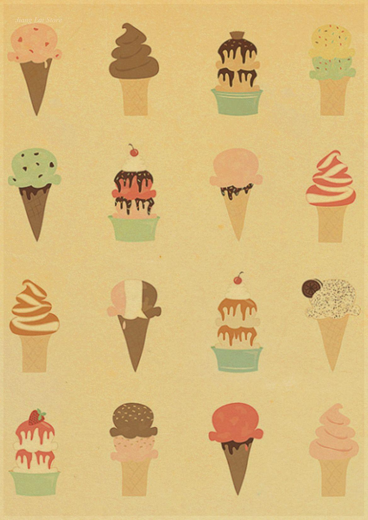 1169x1653 Restaurant Ice cream retro posterVintage wall art painting House