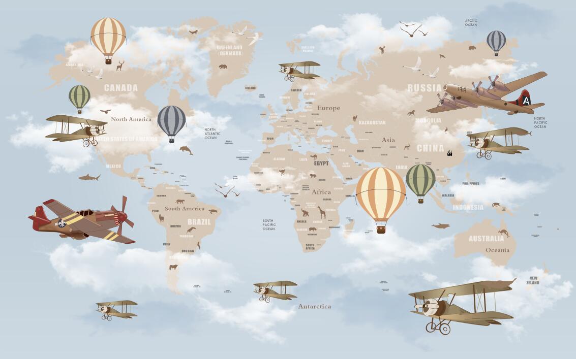 1133x707 European Minimalist Nostalgic Wallpaper World Map Tv Background Wall Living Room Bedroom Decorative Mural 3D Wallpaper