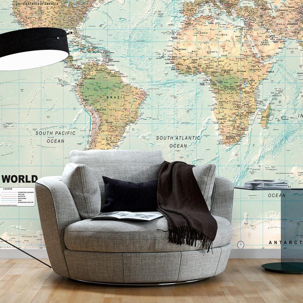1000x1000 Tiptophomedecor Peel and Stick World Map Wallpaper Wall Mural World Map Wall Decals