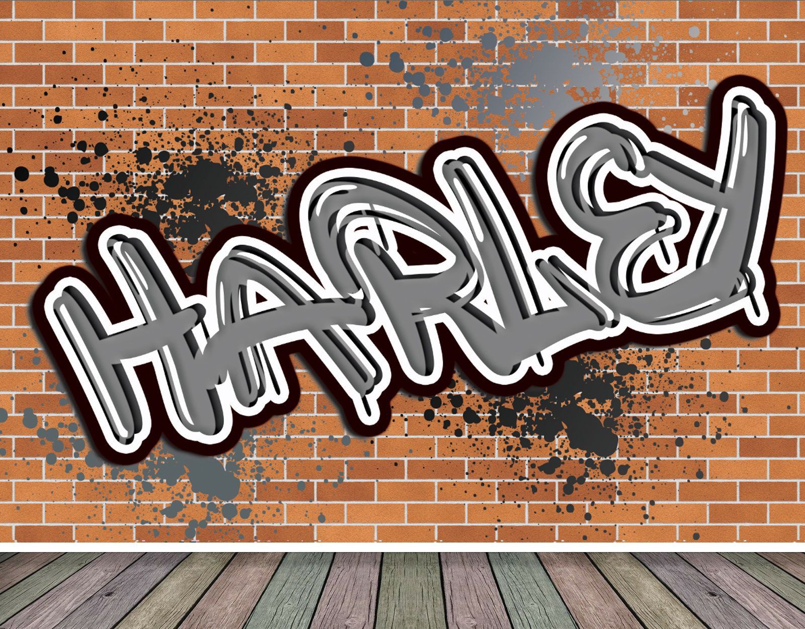 1600x1251 Bespoke Name Text Tag Graffiti Effect on Animated Brick Wall