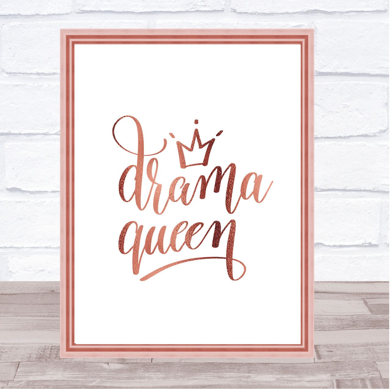 1280x1276 Drama Queen Quote Print Poster Rose Gold Wall Art Heart Print