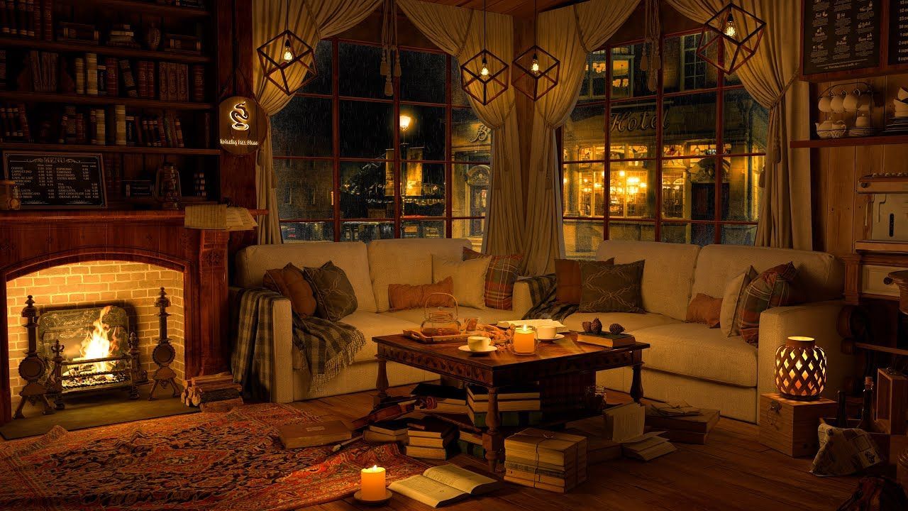 1280x720 4K Cozy Coffee Shop ☕ Background Instrumental to Relax, Study, Work