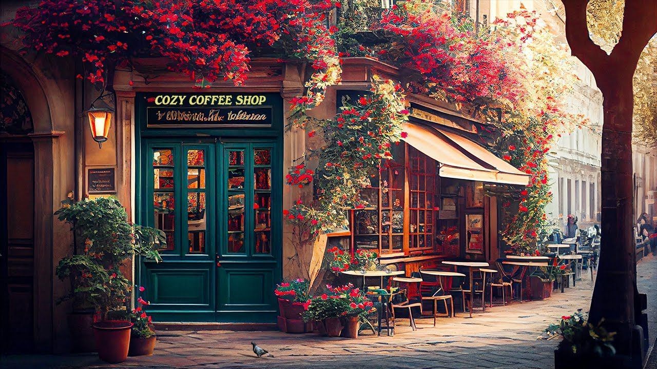 1280x720 Relaxing Jazz Instrumental Music & Cozy Coffee Shop Ambience. Happy March Spring Morning for Relax