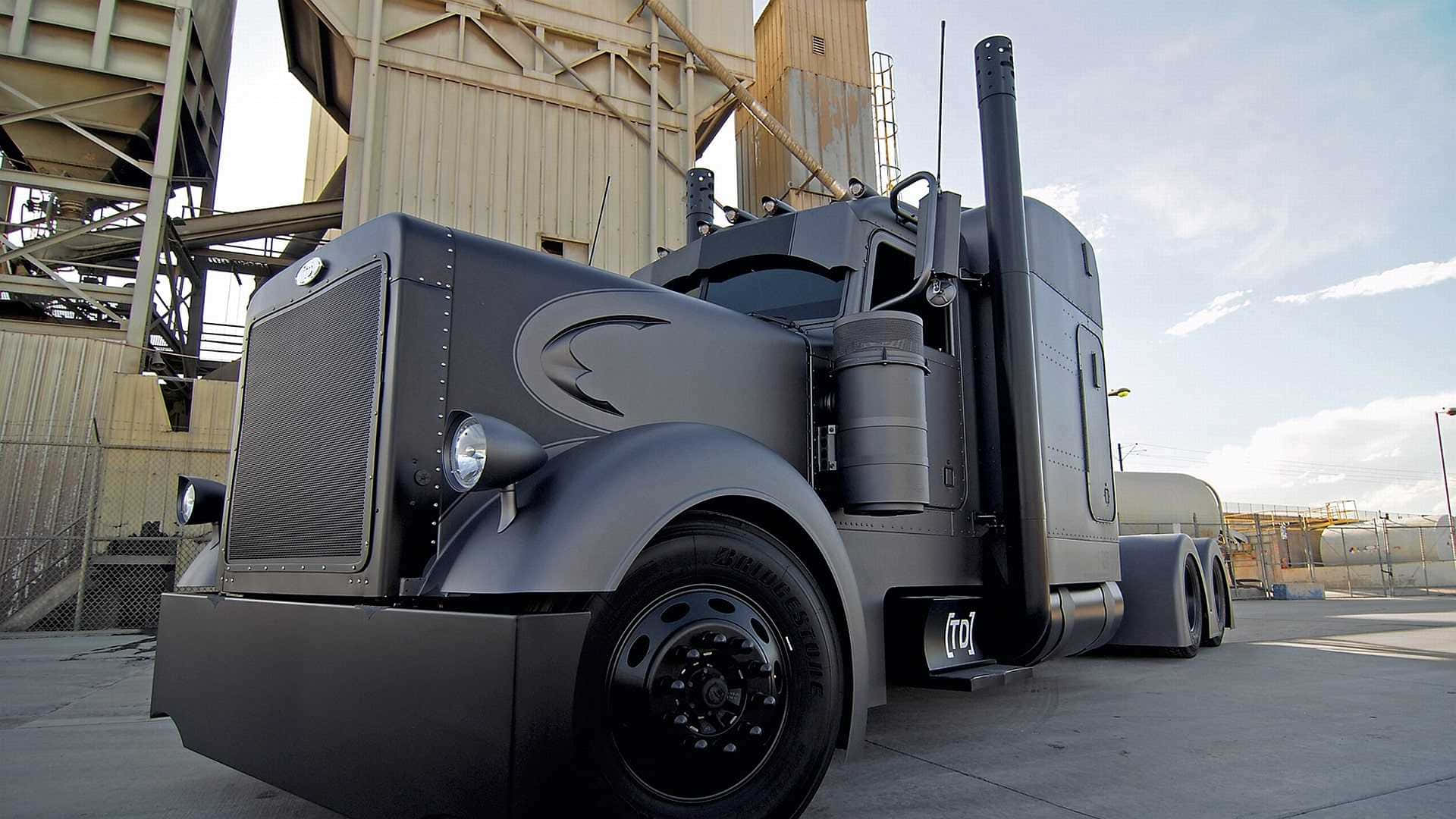 1920x1080 Download A Black Semi Truck Wallpaper