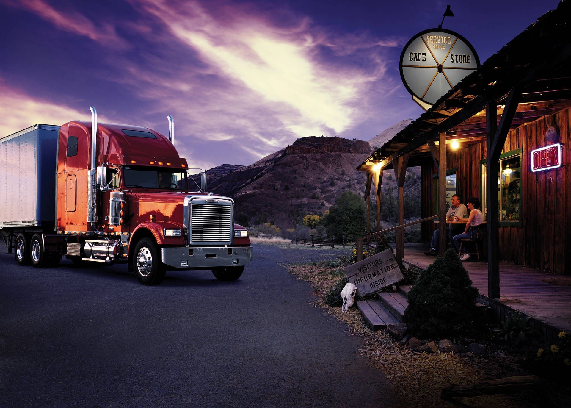 1920x1371 Download Cool Truck Near Cafe Store Wallpaper