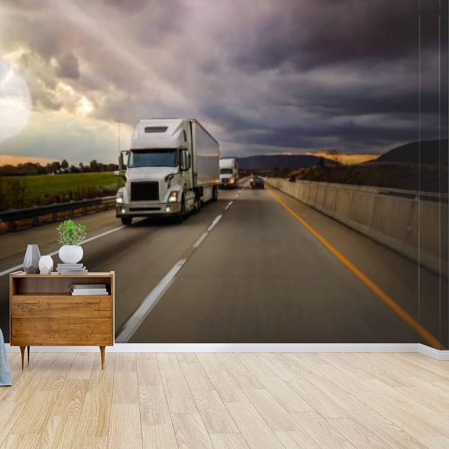 894x893 Kanworse 18 Wheeler Truck on The Highway Canvas Wallpaper Print Self Adhesive Peel & Stick Wallpaper Wall Mural Wall Decal Wall Sticker Poster Home Decor for Living Room : Tools