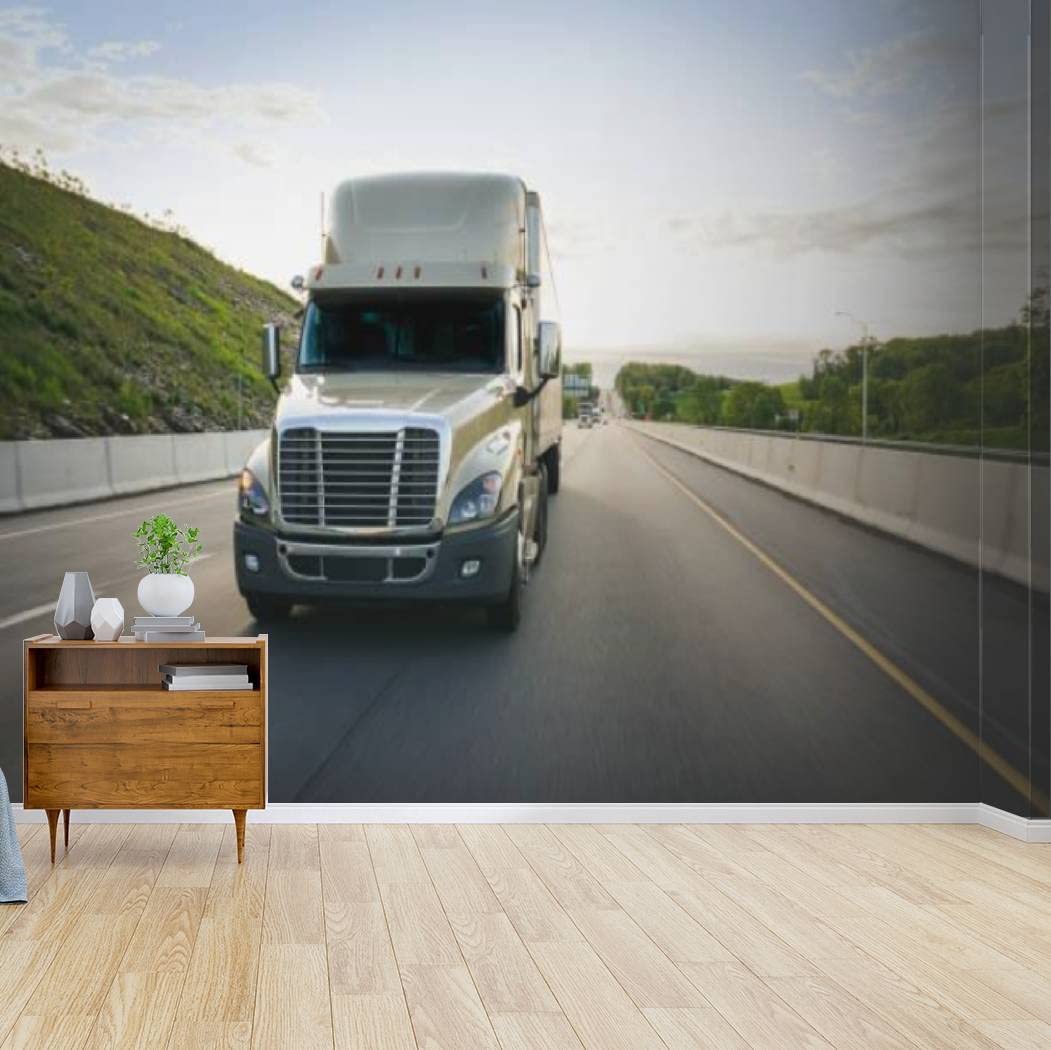 1051x1050 Kanworse 18 Wheeler semi Truck Trucking on Highway at Sunrise Canvas Wallpaper Print Self Adhesive Peel & Stick Wallpaper Wall Mural Wall Decal Wall Sticker Poster Home Decor for Living Room
