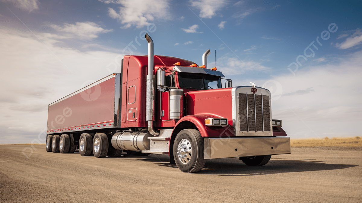 1200x673 Large Red Truck Traveling On An Empty Road Background, Picture Of A Semi Truck Background Image And Wallpaper for Free Download