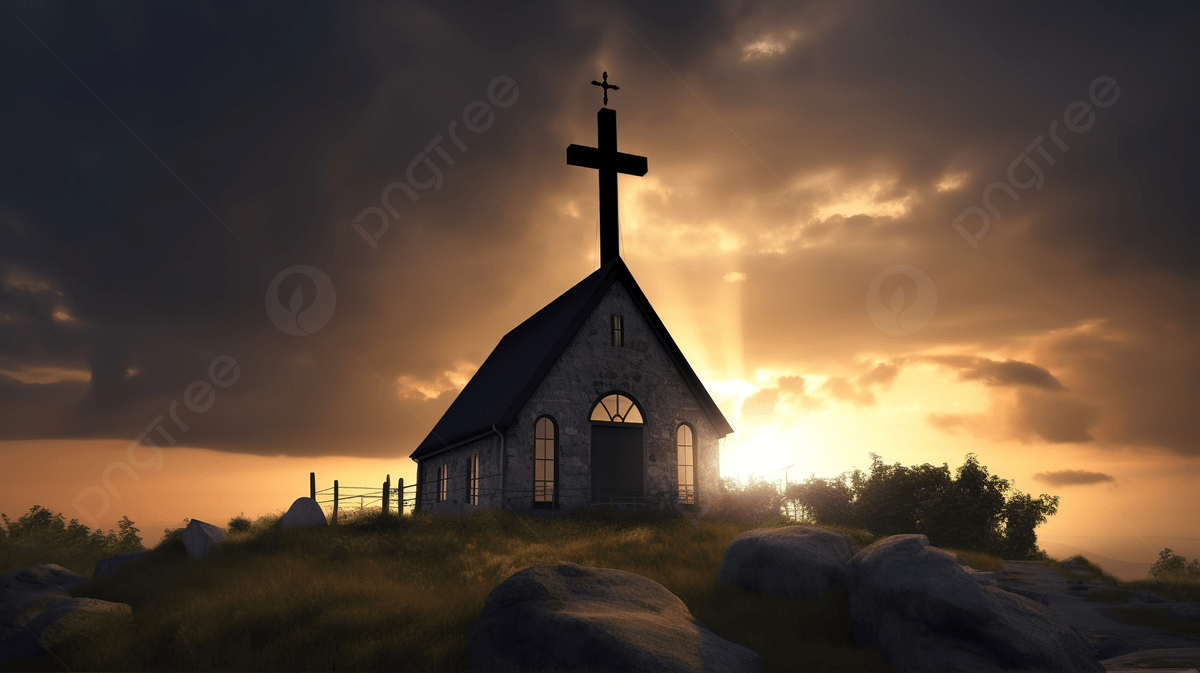 1200x673 Small Church Is Sitting In The Grass Under A Dark Sky Background, Christianity Religious Picture Background Image And Wallpaper for Free Download