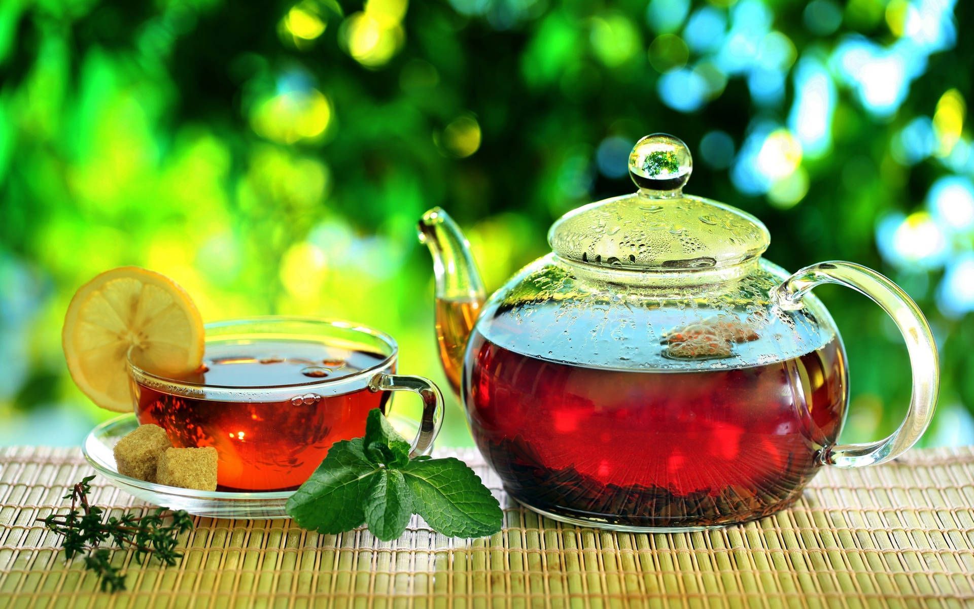 1920x1200 Download Aesthetic Tea Table Setting in a Garden Wallpaper