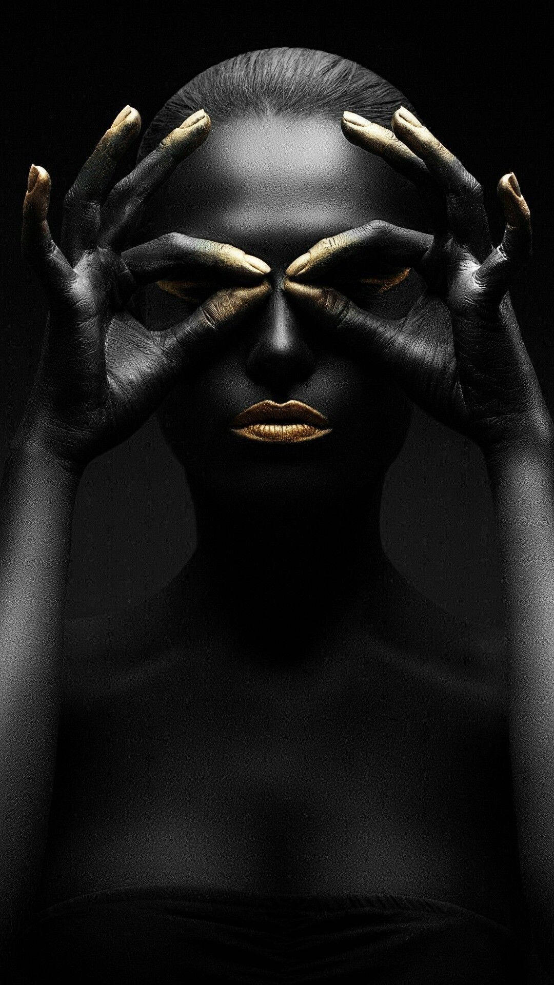 1080x1920 Download Afro Girl With Gold Lips For Black Women Wallpaper