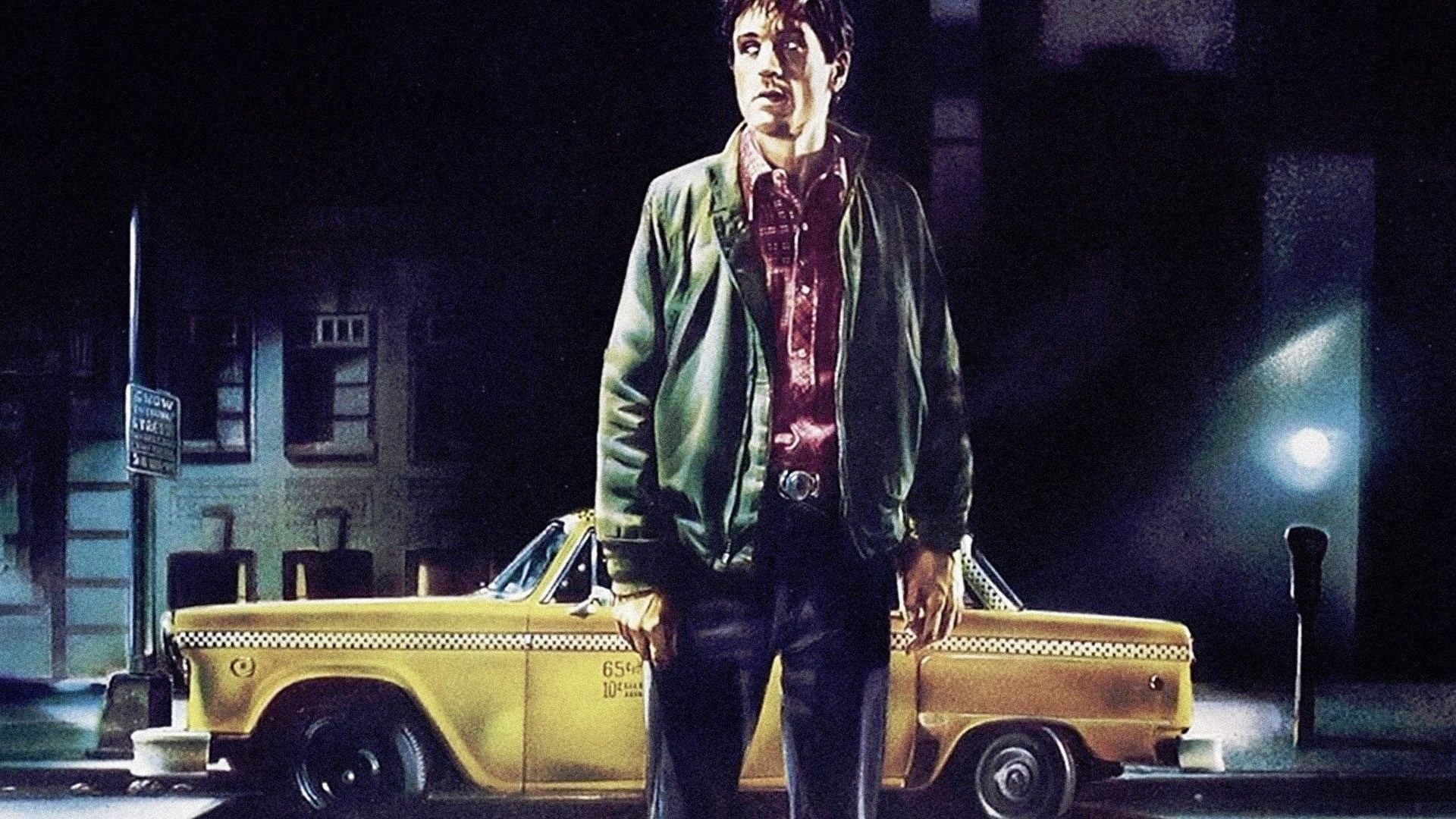 1920x1080 Wallpaper / Robert De Niro, outdoors, mode of transportation, standing, land vehicle, city, illuminated, street, 1080P, night, car, Taxi Driver, art and craft, transportation free download