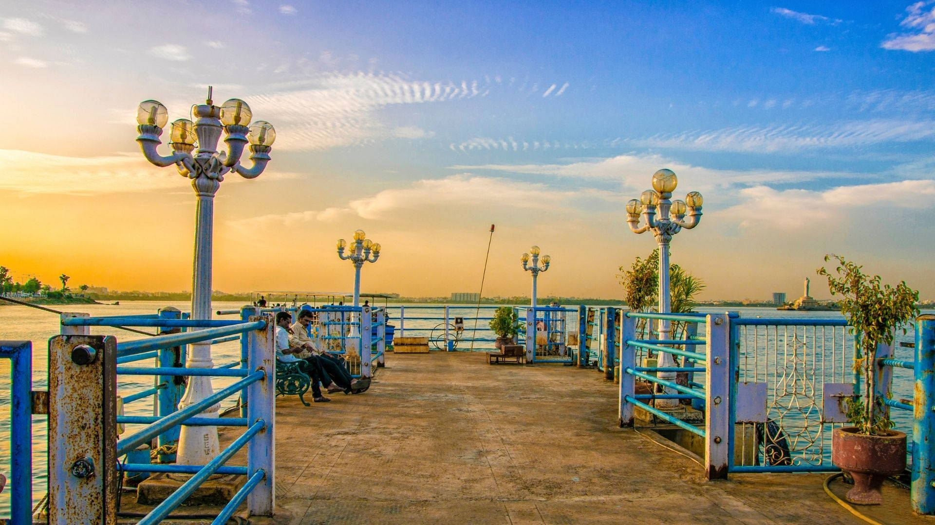 1920x1080 Download Hyderabad Lumbini Park Sunset Wallpaper
