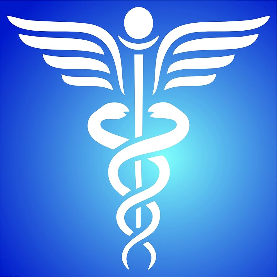 894x894 Caduceus Stencil, 3 x 3 inch (S) of Hermes Medical Symbol Stencils for Painting Template