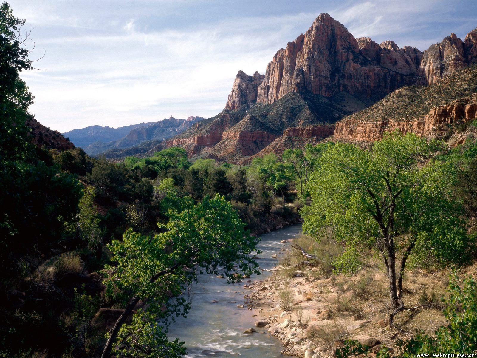 1600x1200 Virgin River Zion National Park Wallpaper