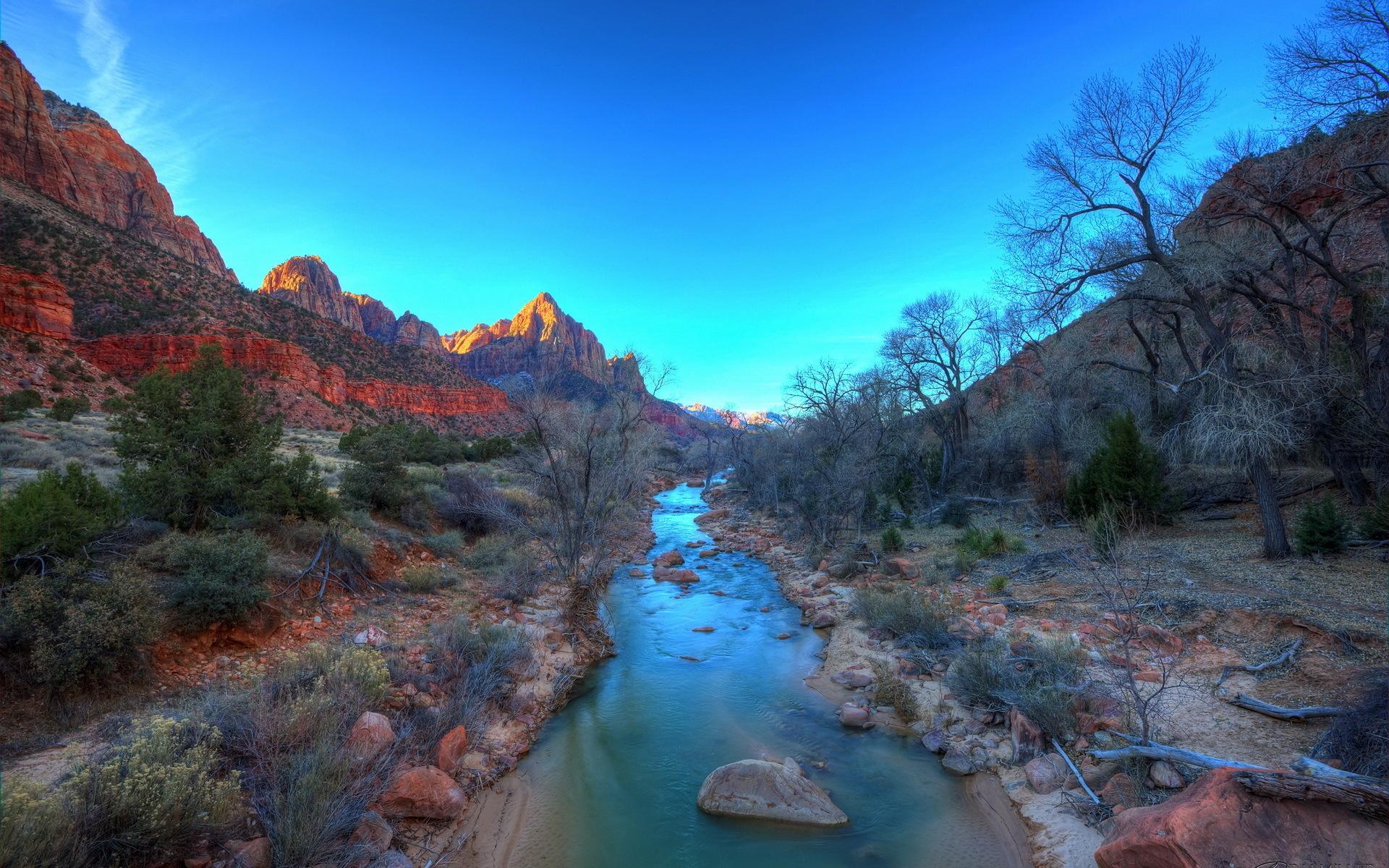 1920x1200 Virgin River Zion National Park Wallpaper