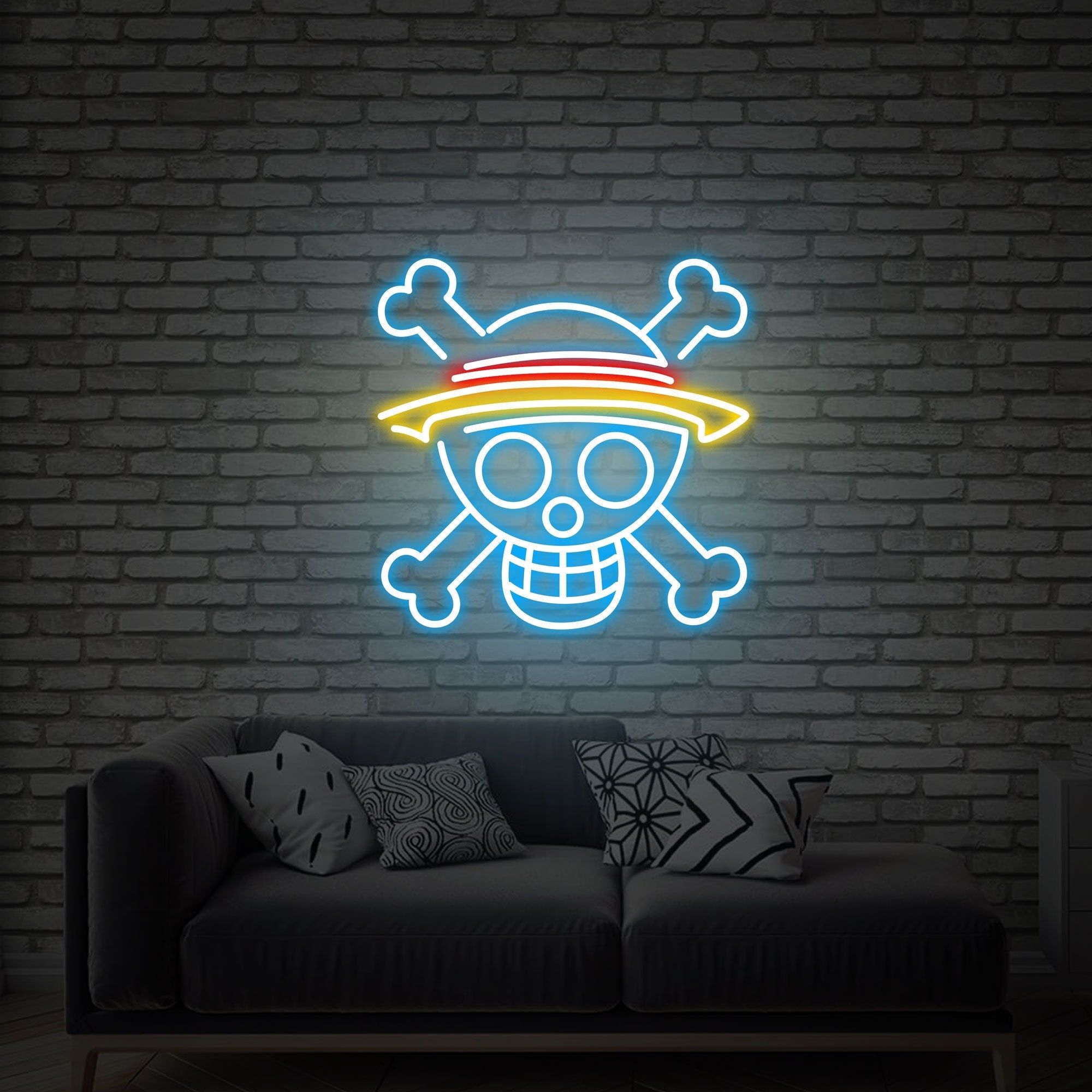 2000x2000 One Piece Skull. Anime Neon Sign
