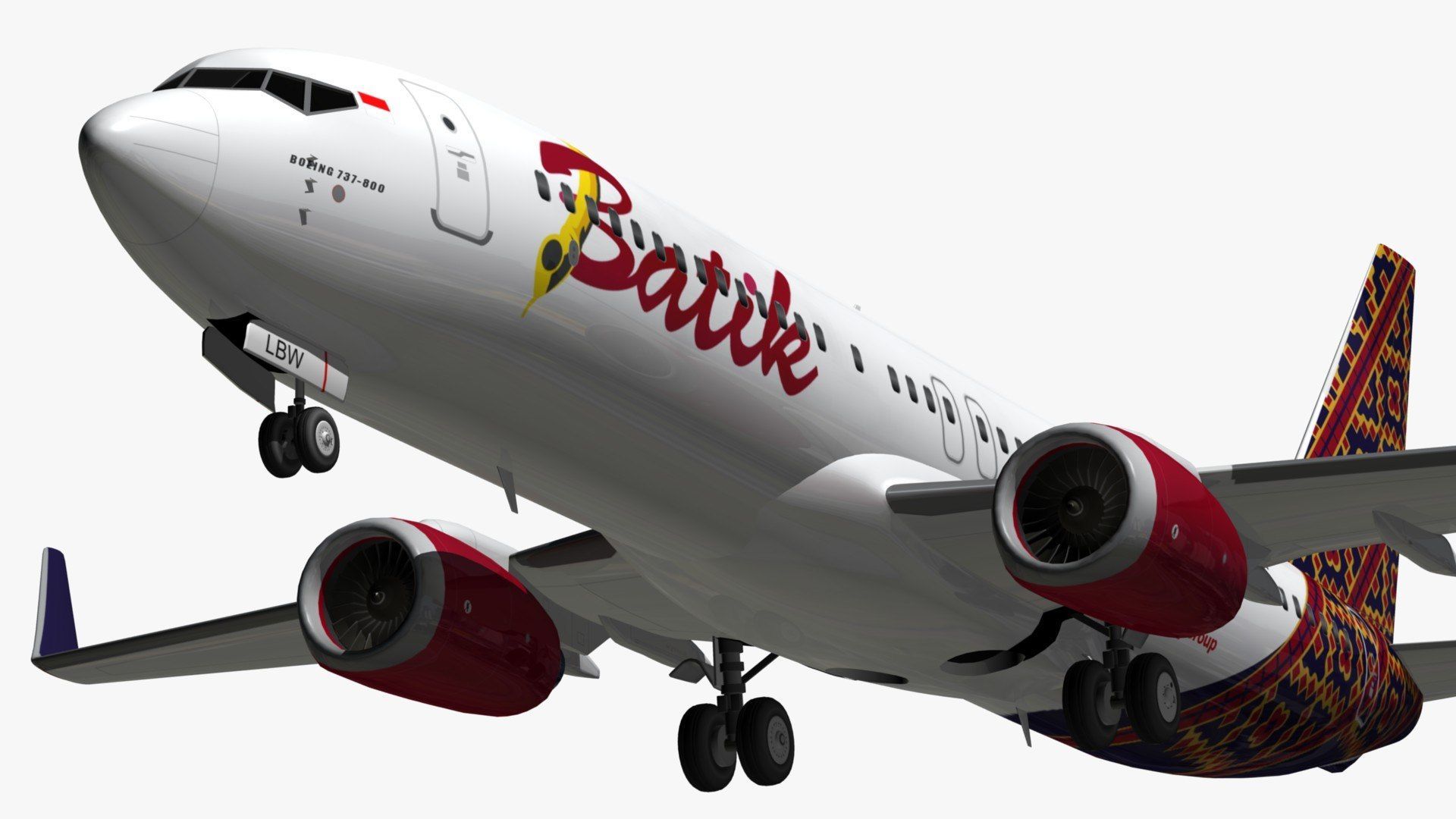 1920x1080 3D model boeing batik air