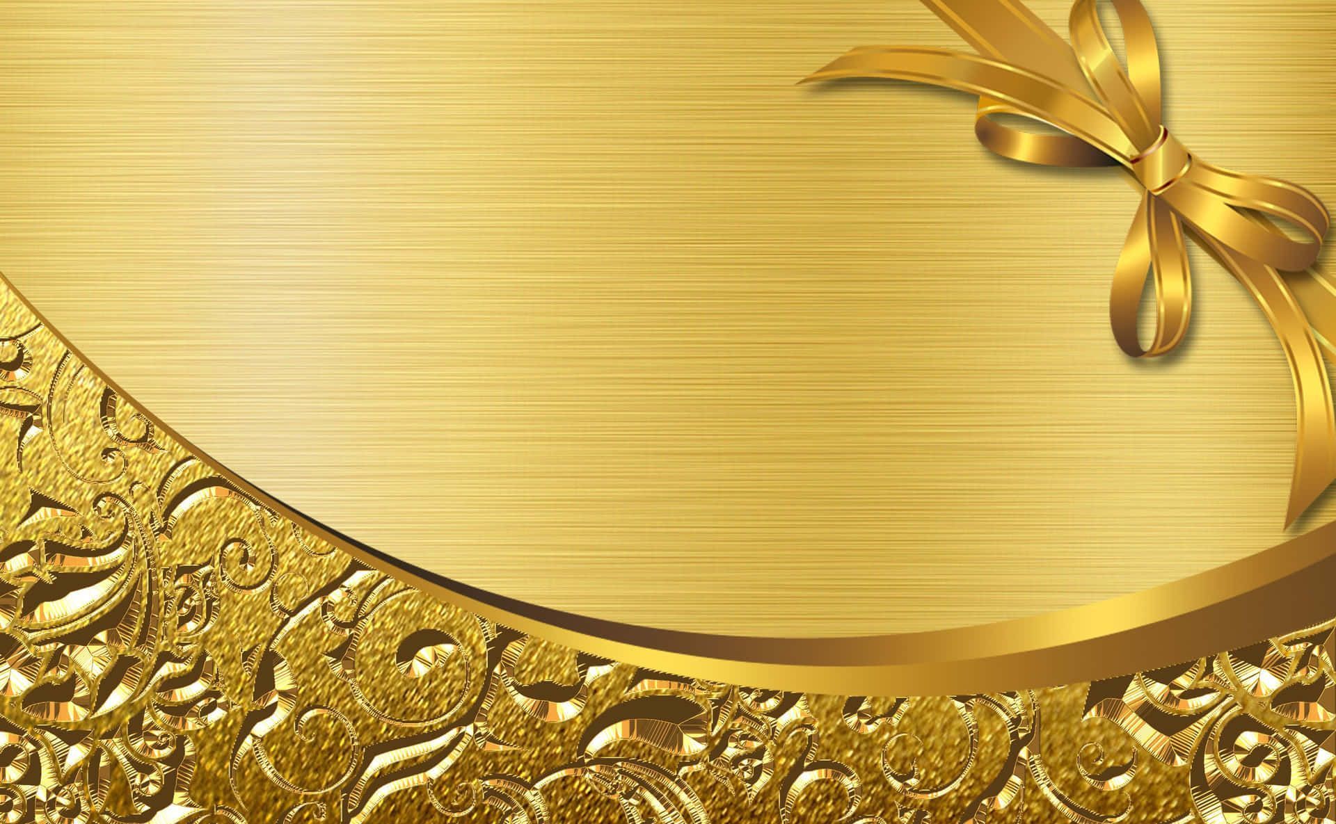 1920x1185 Download Gold Background With A Bow And Ribbon
