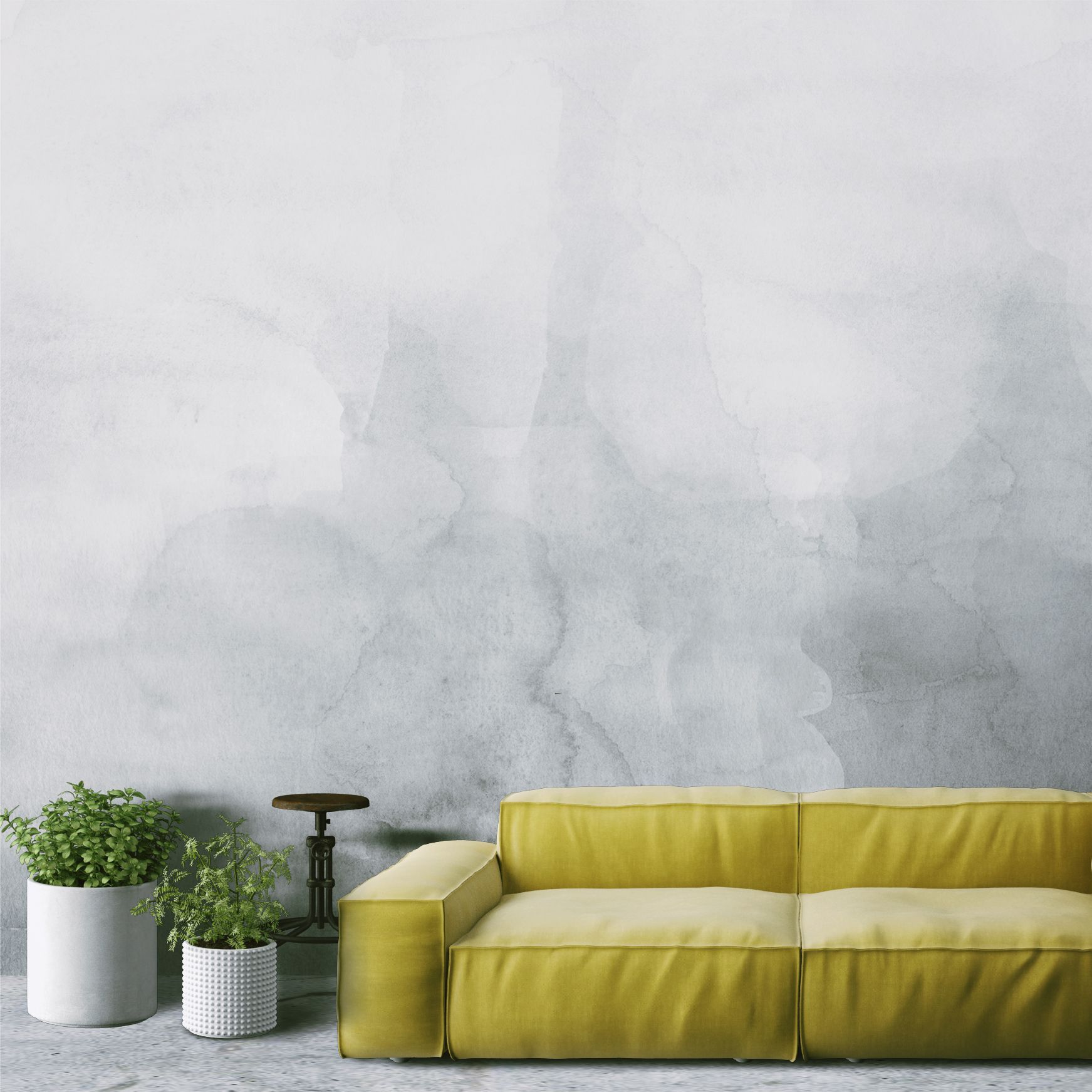 1743x1743 Grayscale Ombre Watercolor Wallpaper