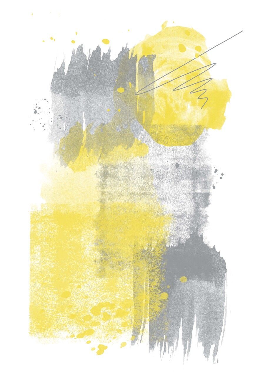 867x1300 Watercolor Shapes No. 6. Illuminating Yellow & Ultimate Grey Wall Mural