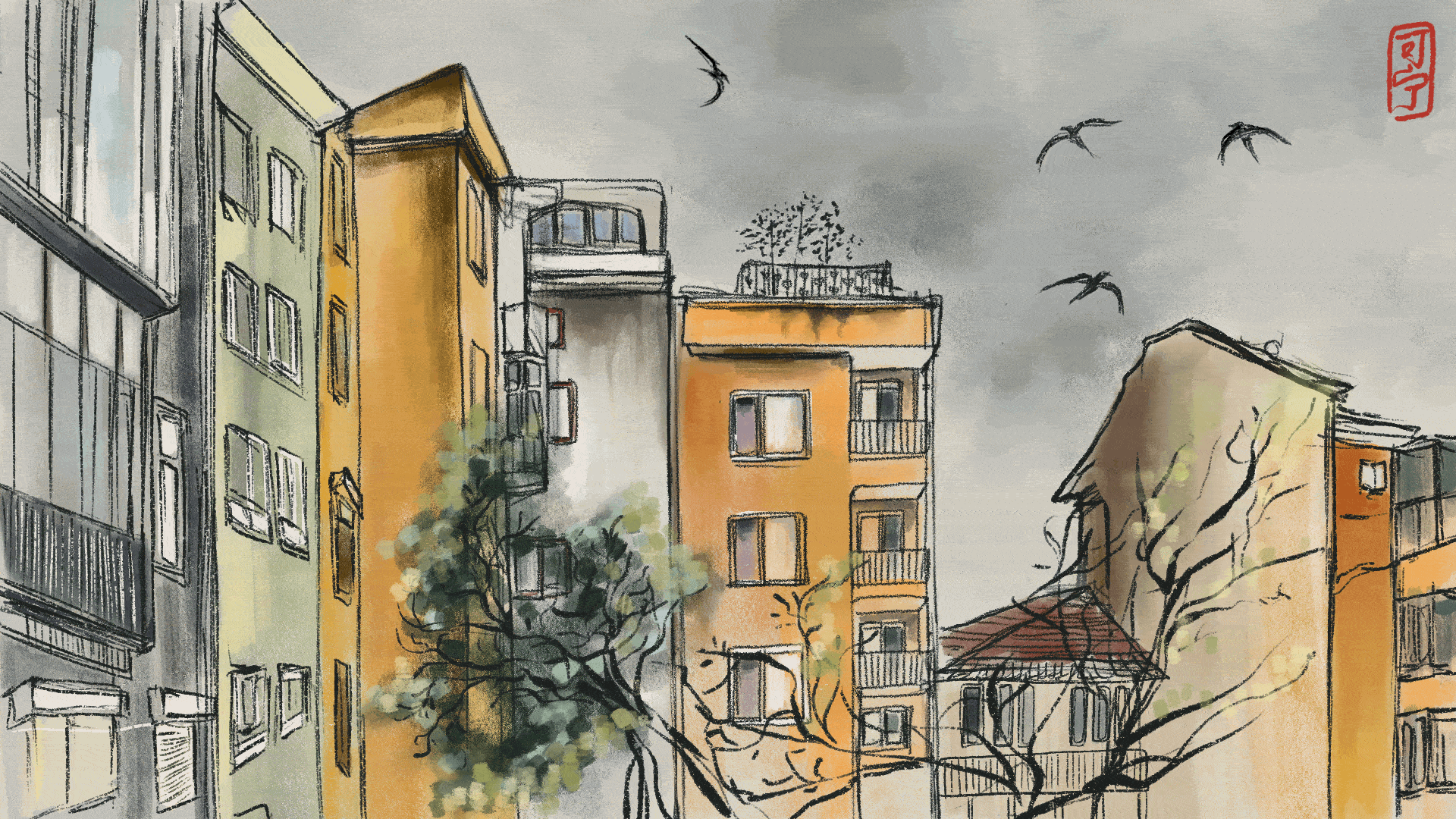 1920x1080 istanbul courtyard, winter