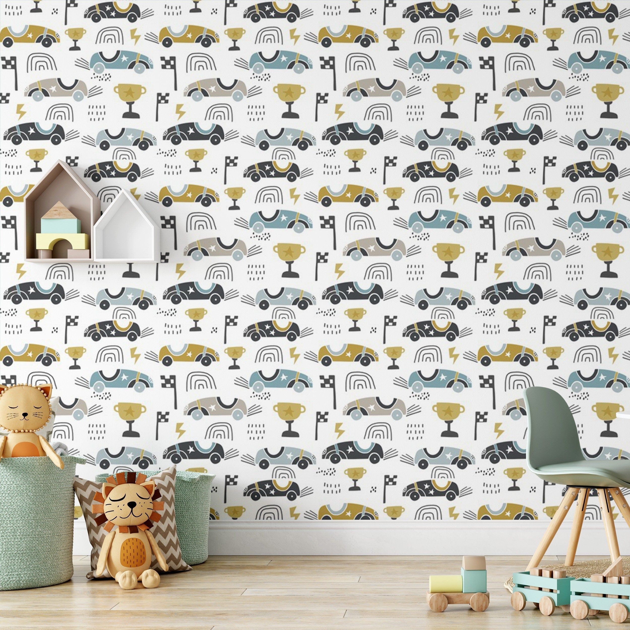 2500x2500 Toy Race Cars Removable Wallpaper, Speed Champion Wall Cling, Cool Kid