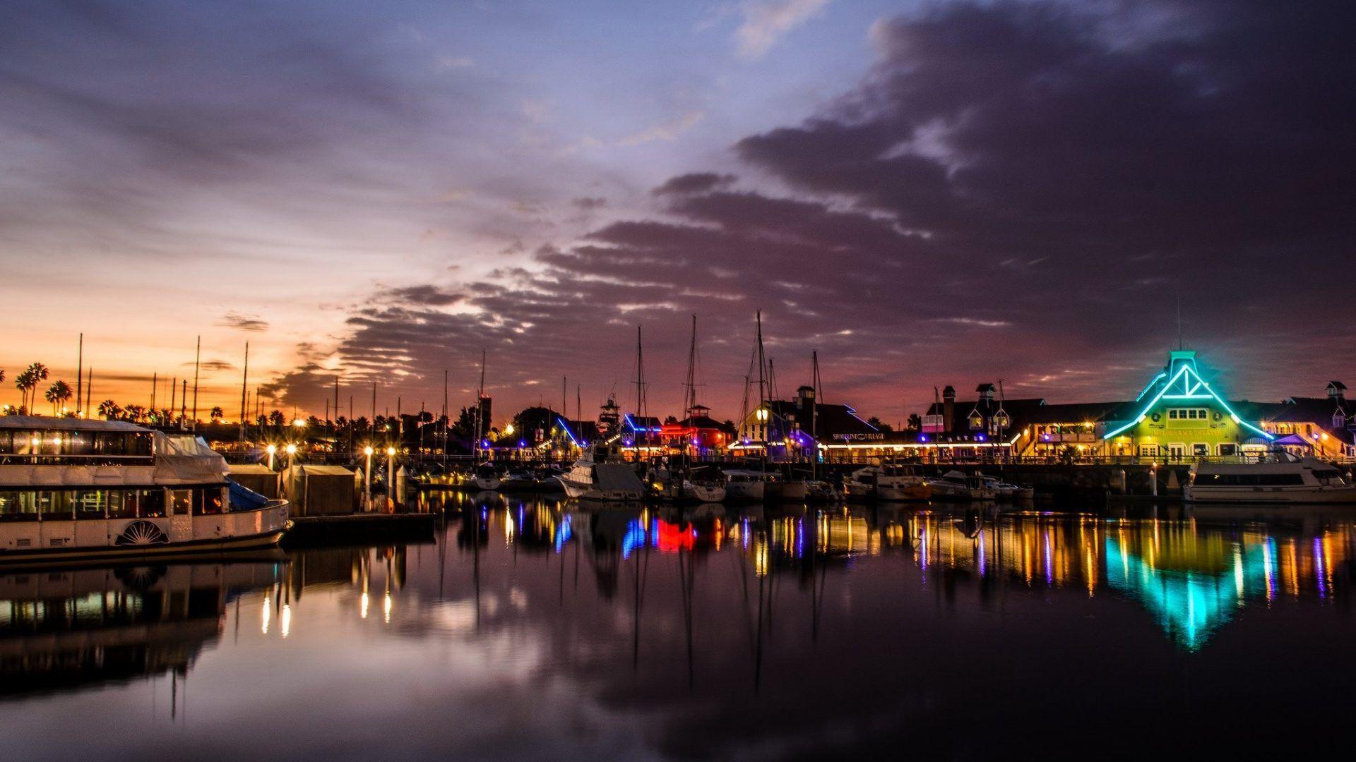 1920x1080 Discover Tag wallpaper: Night Nature Bridges Newport Angeles