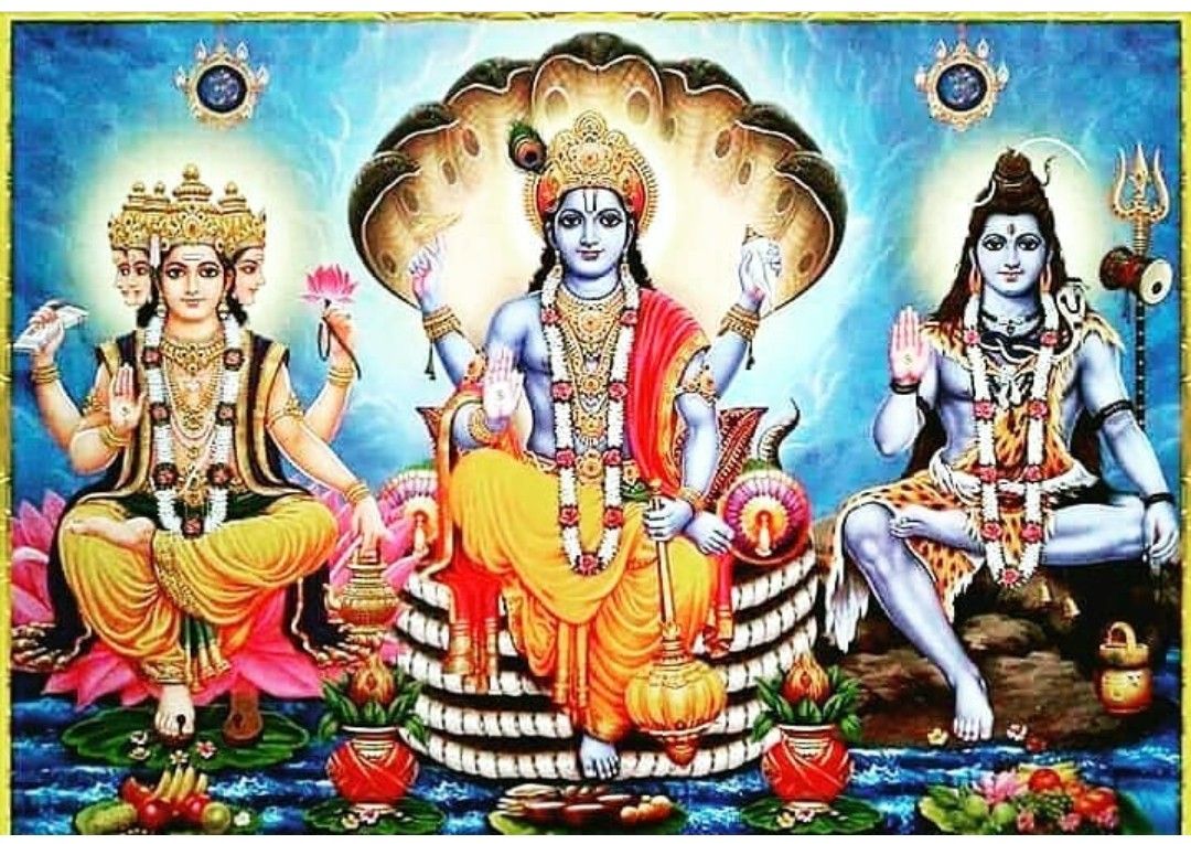 1080x765 Brahma Vishnu Mahesh True dev. God art, Lord shiva painting, Vishnu