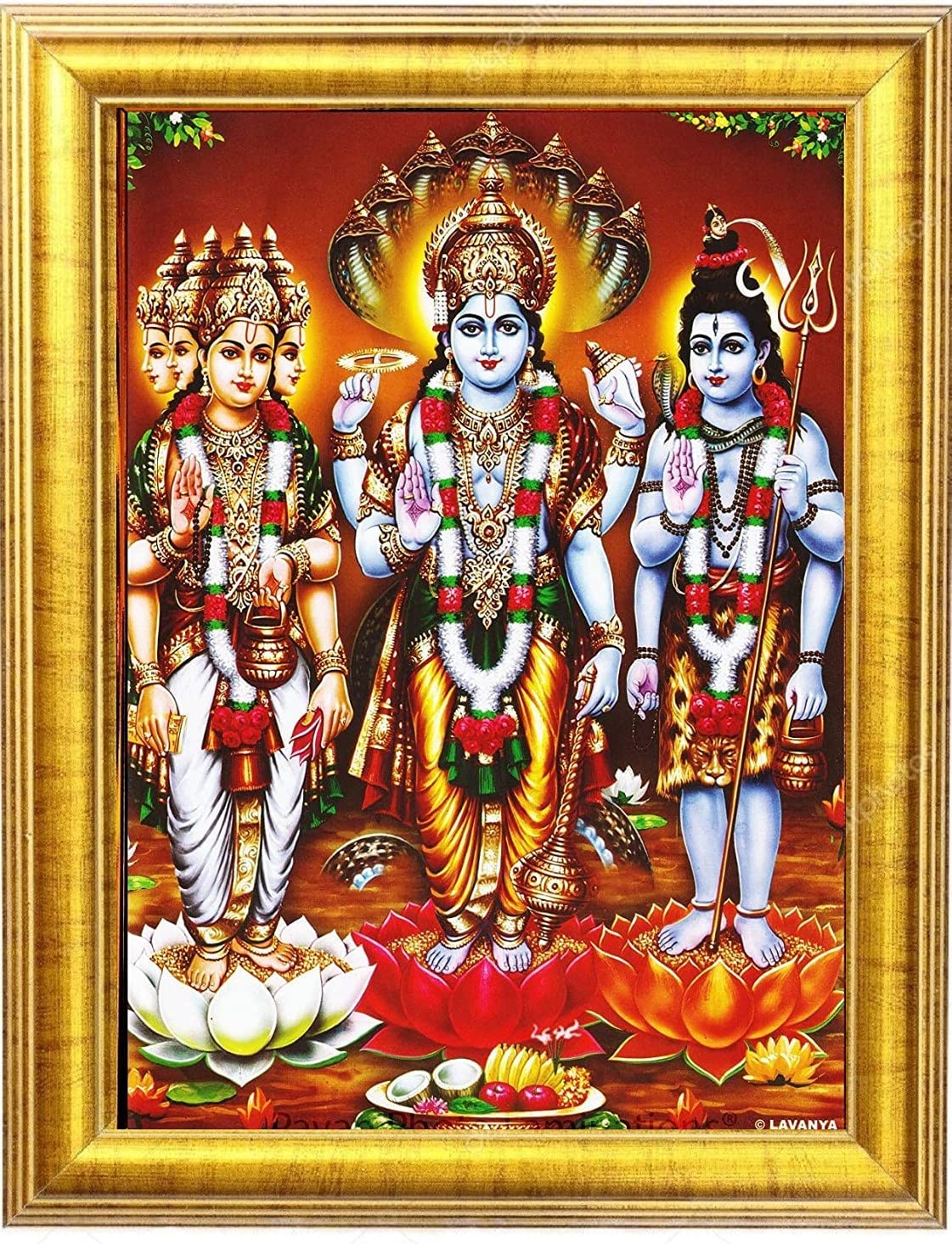 1121x1465 Brahma Vishnu and Mahesh Religious Photo Frame in Small Size (6 inch x 8 inch) : Amazon.in: Home & Kitchen