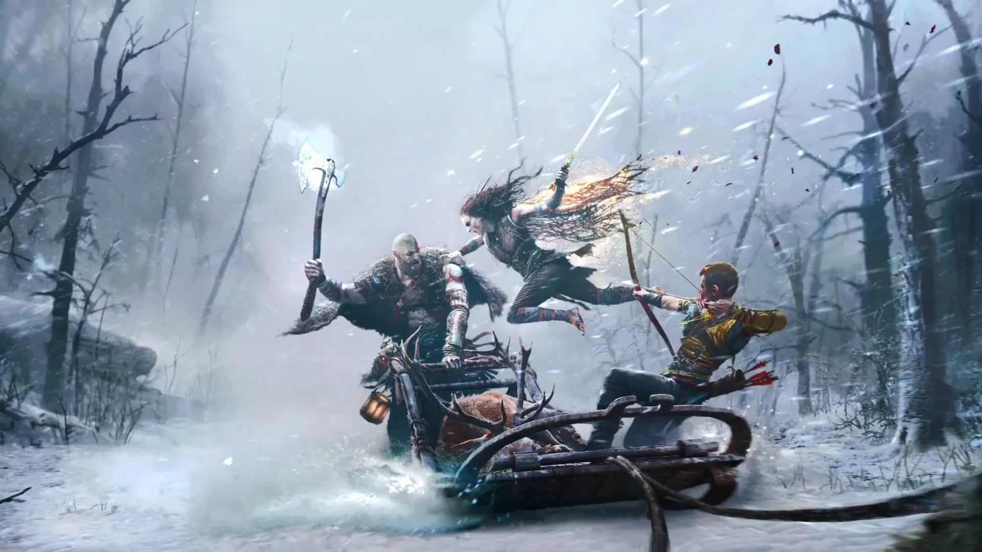 1920x1080 4K God of war ragnarok kratos vs freya