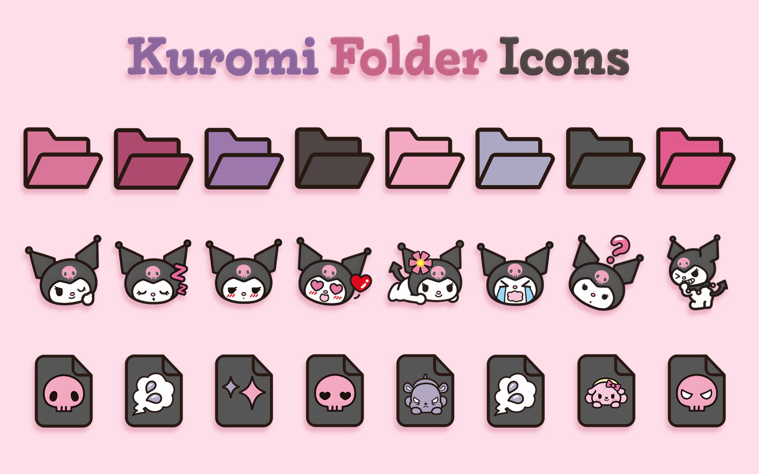 2560x1600 Kuromi Folder Icon Sanrio Windows & Mac Folder Icon