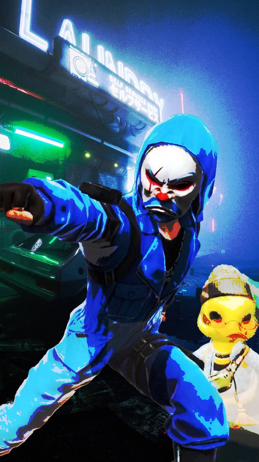 1080x1920 Download Mysterious Blue Criminal Bundle in Action Wallpaper