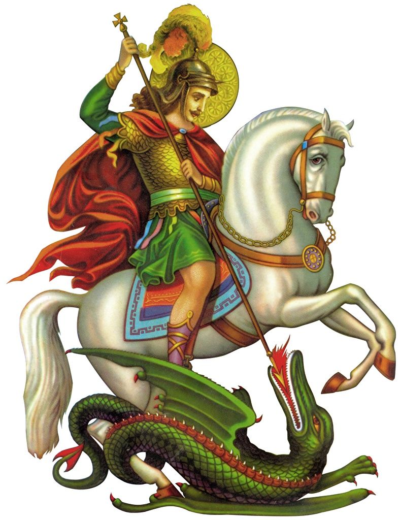 786x1024 Image Spear Horses Dragons Warriors Saint George Religion White