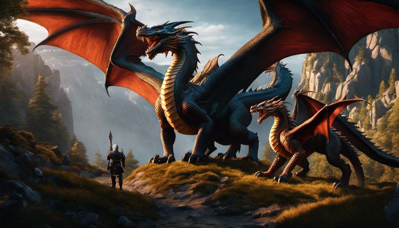 1344x768 Saint George and the dragon in battle Generated Artwork