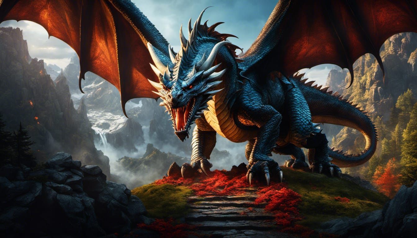 1344x768 Saint George and the dragon in battle Generated Artwork