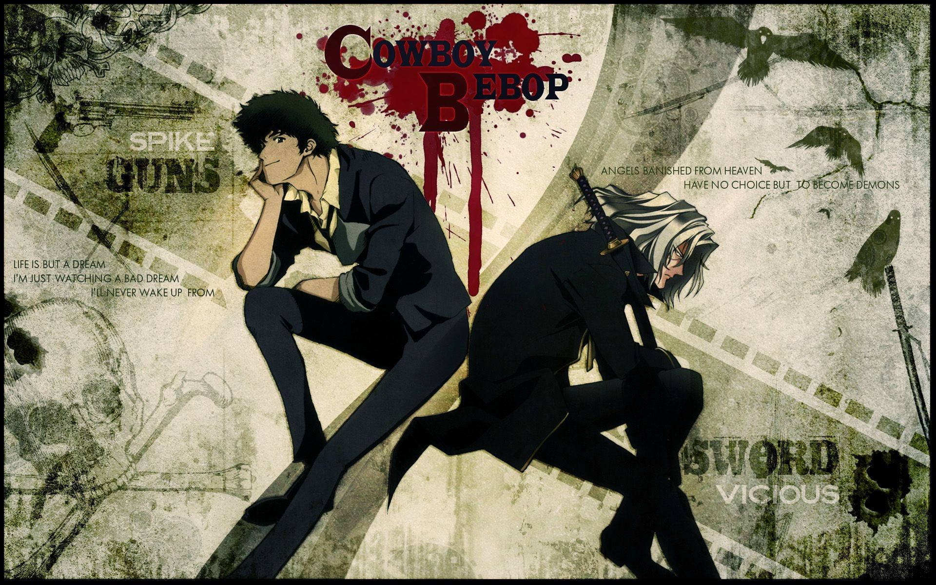 1920x1200 cowboy bebop spike spiegel grunge wallpaper