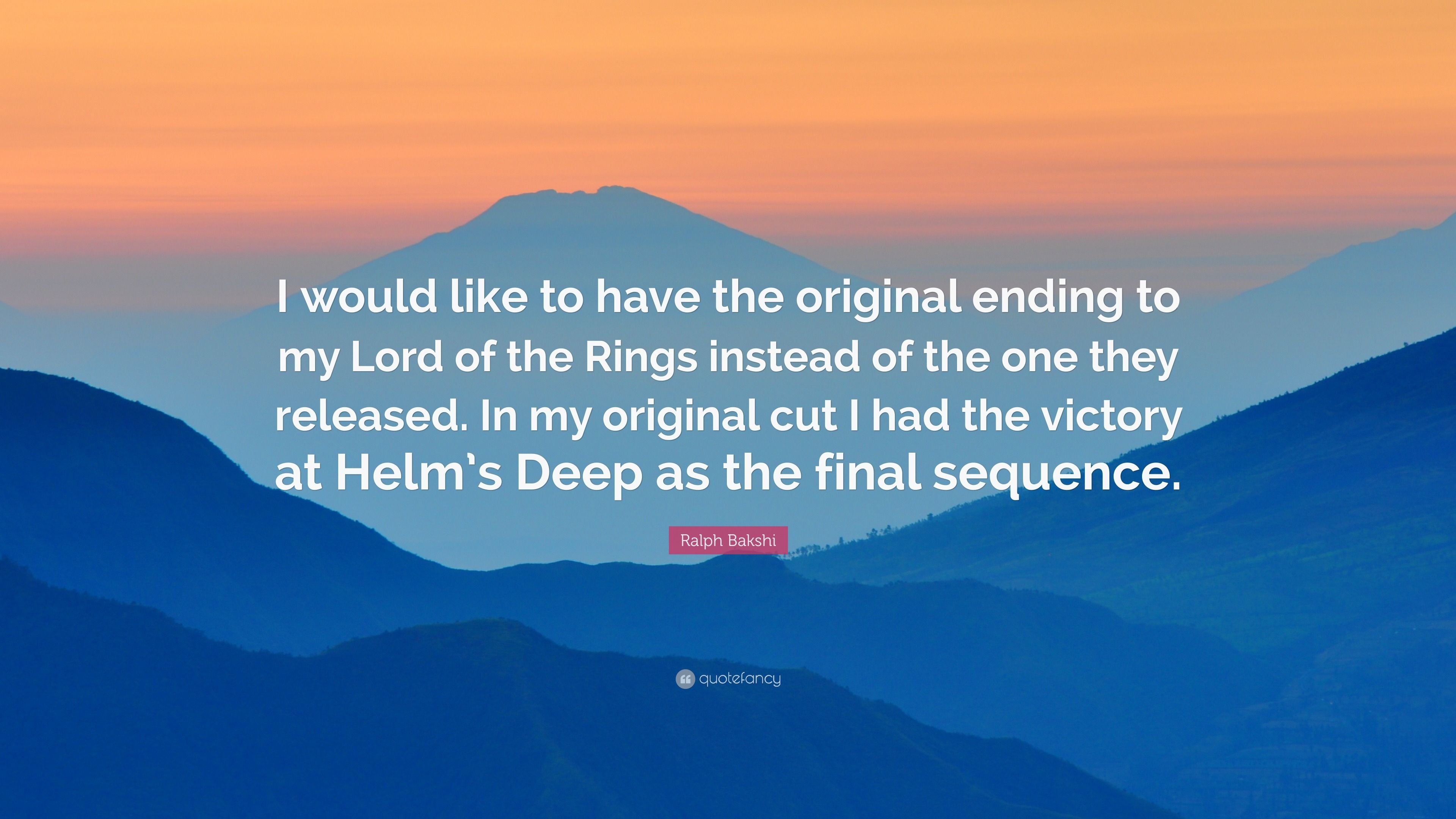 3840x2160 Ralph Bakshi Quote: “I would like to have the original ending to my Lord of the Rings instead of the one they released. In my original cut I .”