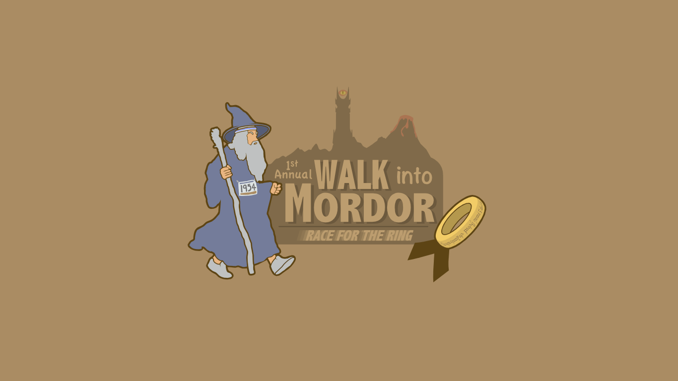 1366x768 artwork, The Lord of the Rings, minimalism, humor Gallery HD Wallpaper