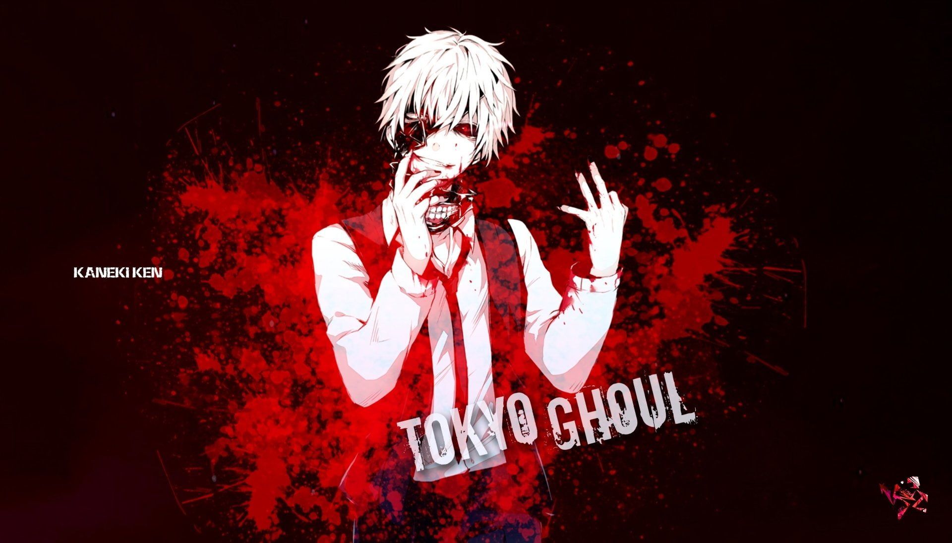 1920x1095 Wallpaper / red, indoors, mystery, arts culture and entertainment, portrait, black background, text, hair, Tokyo Ghoul, studio shot, technology, adult, evil, celebration free download
