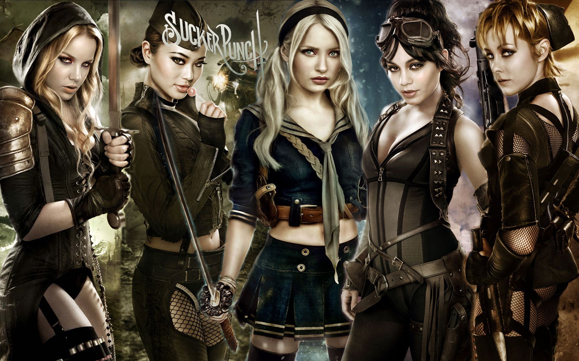 1920x1200 Mobile wallpaper: Sucker Punch, Warrior, Vanessa Hudgens, Movie, Babydoll (Sucker Punch), Emily Browning, Abbie Cornish, Jamie Chung, Jena Malone, Amber (Sucker Punch), 843765 download the picture for free