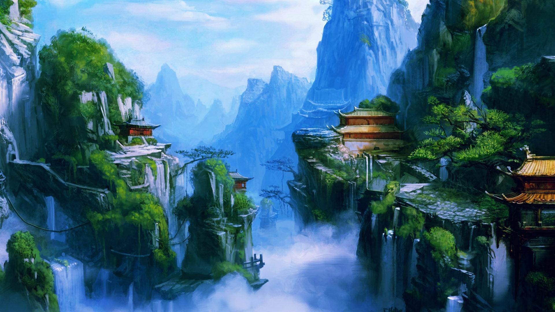 1920x1080 Download Anime Fantasy Landscape Wallpaper Full HD For Free