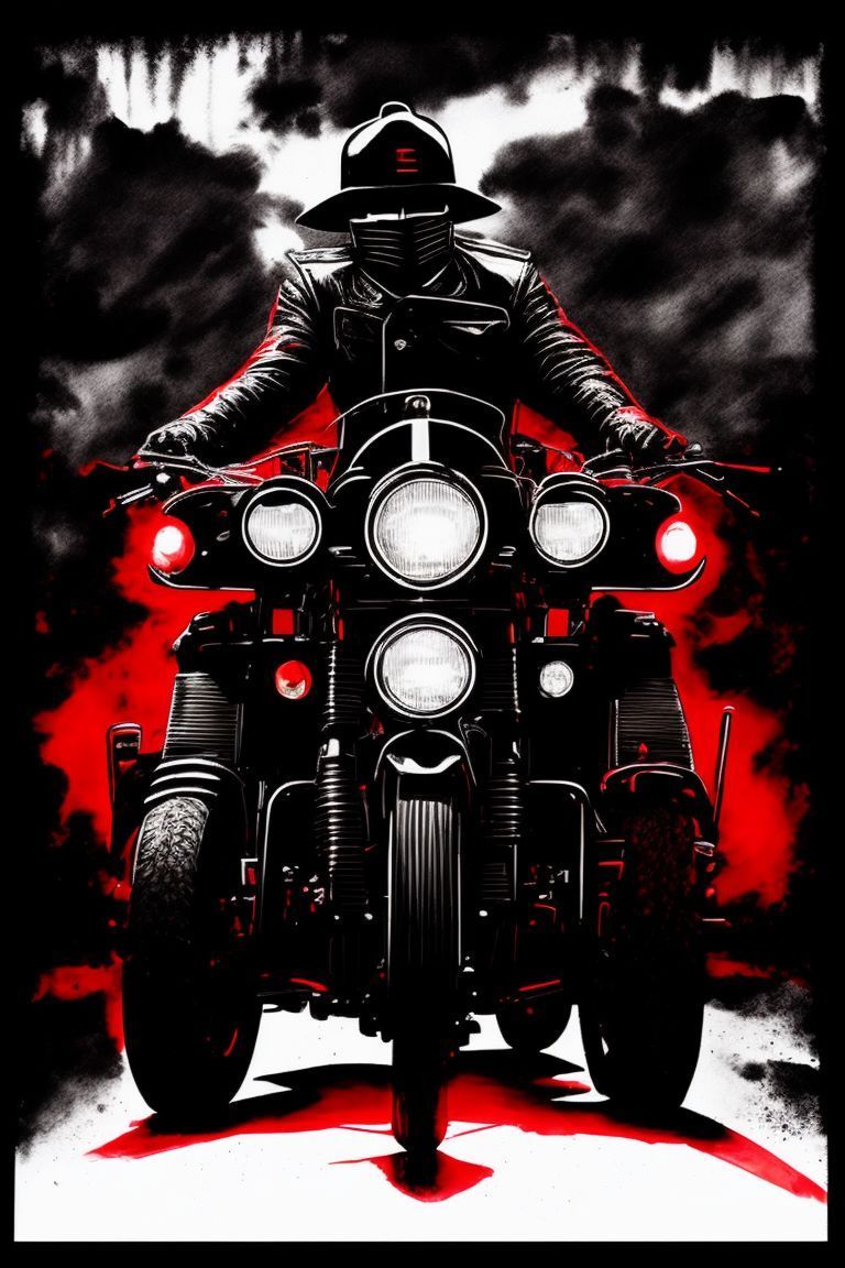 768x1152 KOPF KI NO: Knight Rider, Rocker, Hells Angels, Red Theme