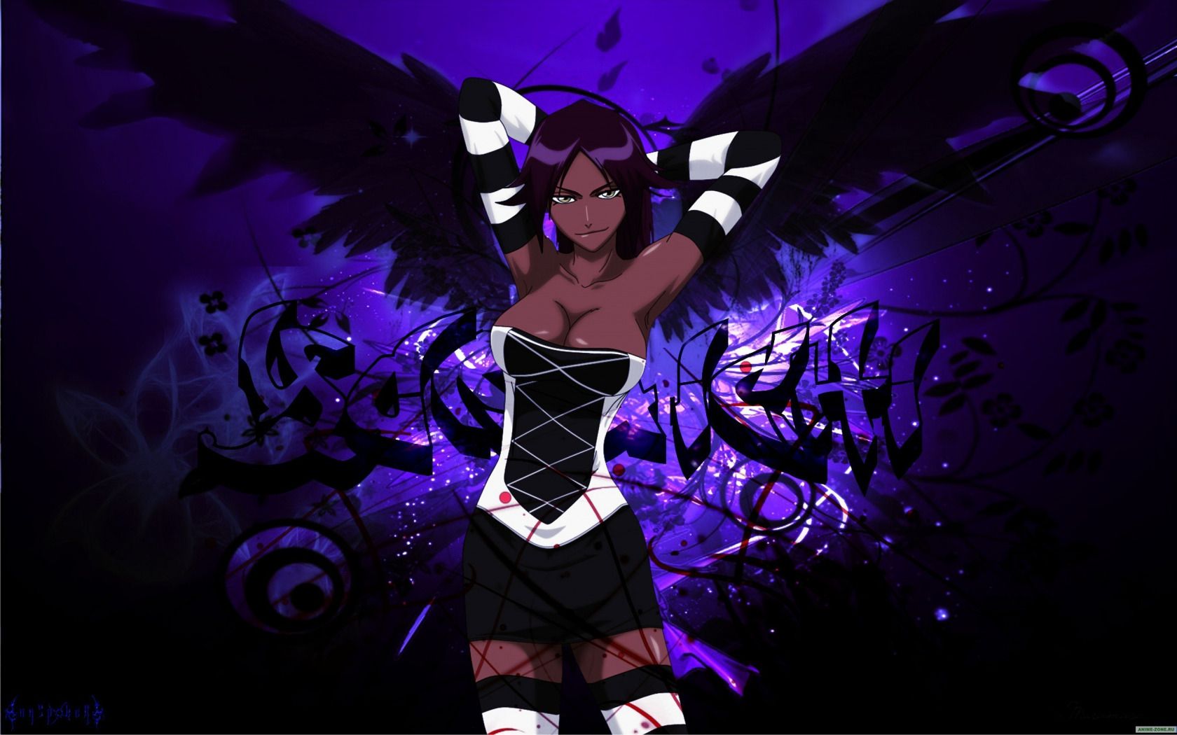 1680x1050 Download wallpaper wings, bleach, Shihouin Yoruichi, section other in resolution 1680x1050