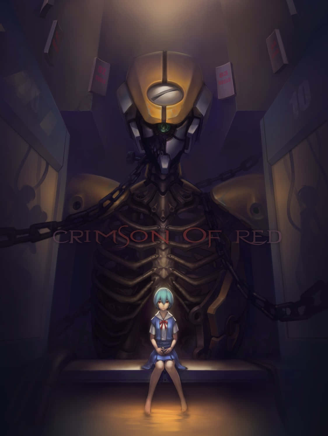 1124x1492 Download Eva 00 Mecha In A Dynamic Pose Against A Blue Background Wallpaper